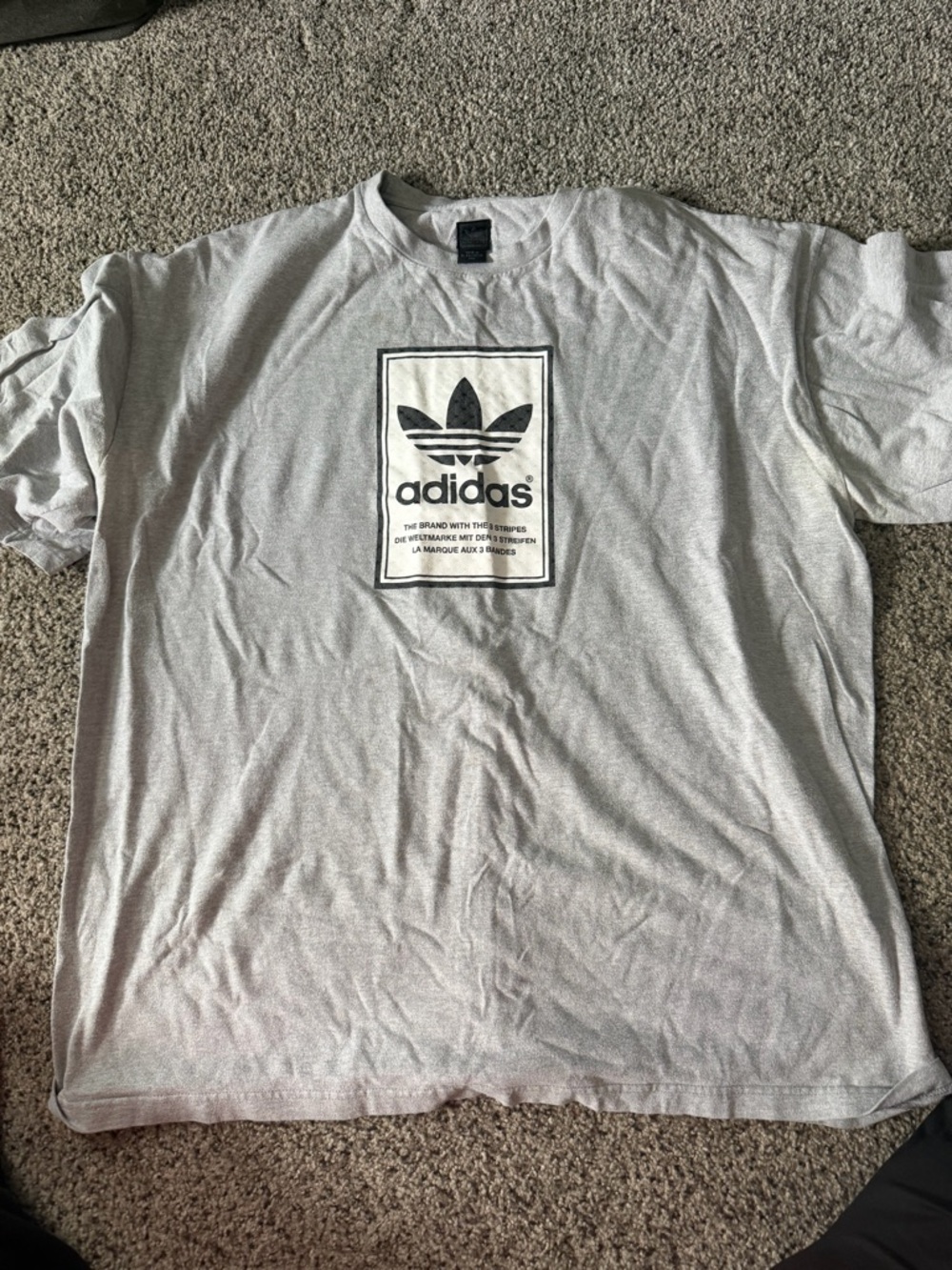adidas Light Gray Trefoil Logo Short Sleeve Tee
